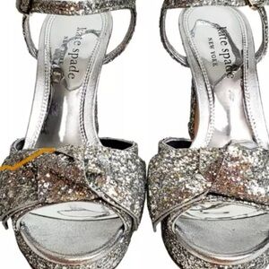 kate spade Silver Glittery High-Heeled Sandals